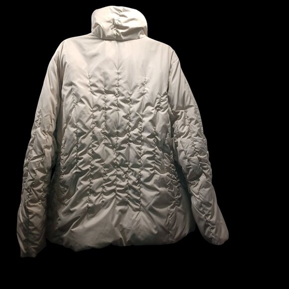 Lane Bryant Womens Sz XL Coat Packable Beige Ruched Puffer Winter Jacket Beige - Picture 2 of 11
